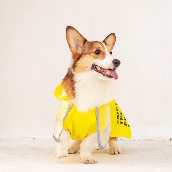 Waterproof Pet Dog Rain Coat Reflective Coat Vest Jacket Hooded Raincoat Clothes - Picture 7 of 11